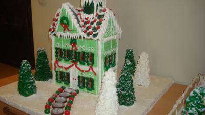 gingerbread village green house