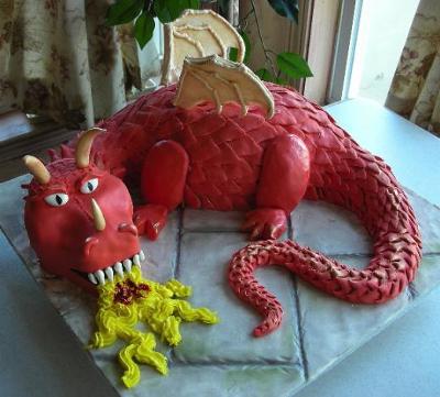 Dragon Cake with Fondant Scales